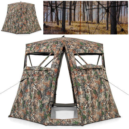 360 One Way See Through Ground Hunting Blind for Deer and Turkey Hunting